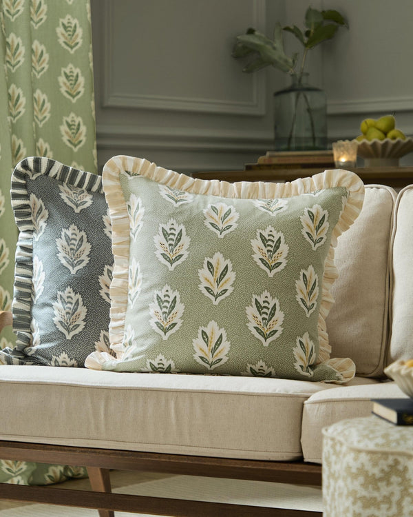 Sanderson Sessile Leaf Printed Square Cushion in Sage