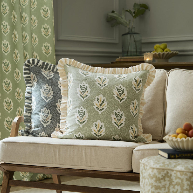 Sanderson Sessile Leaf Printed Square Cushion in Sage