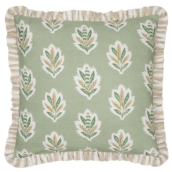 Sanderson Sessile Leaf Printed Square Cushion in Sage