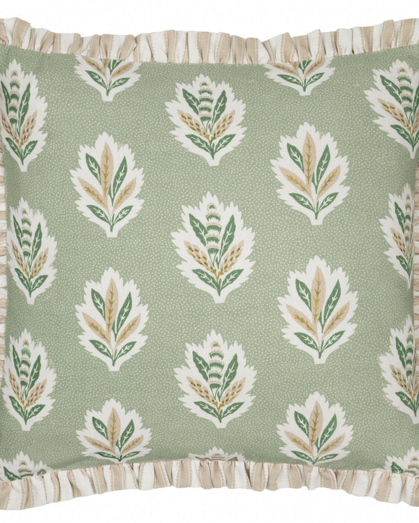 Sanderson Sessile Leaf Printed Square Cushion in Sage