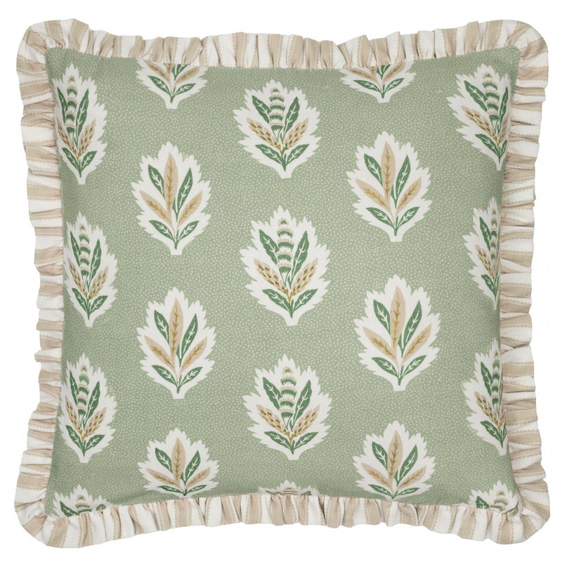 Sanderson Sessile Leaf Printed Square Cushion in Sage