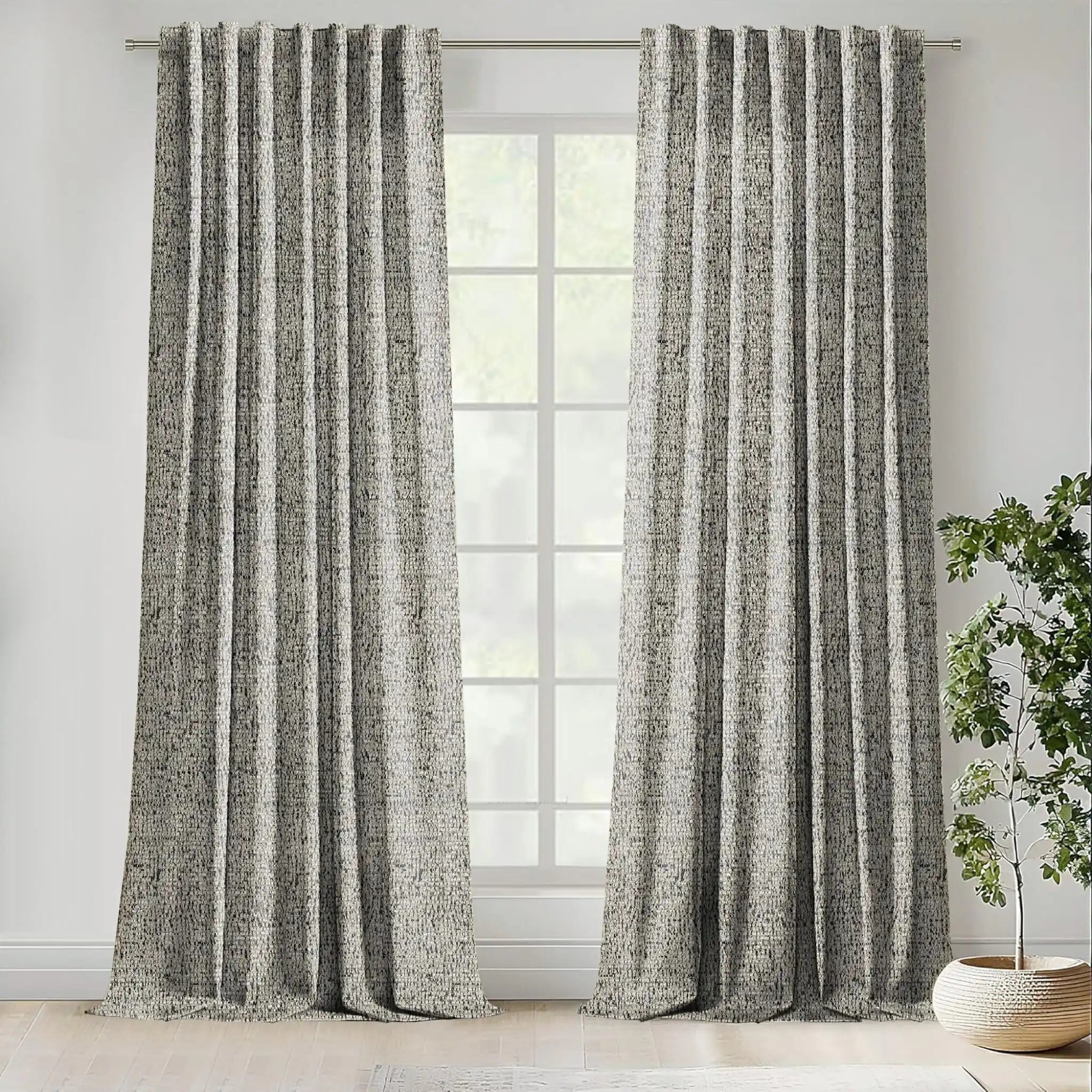 Scatter Box Curtains YARA BOUCLÉ CURTAINS NATURAL/BLACK by Scatter Box