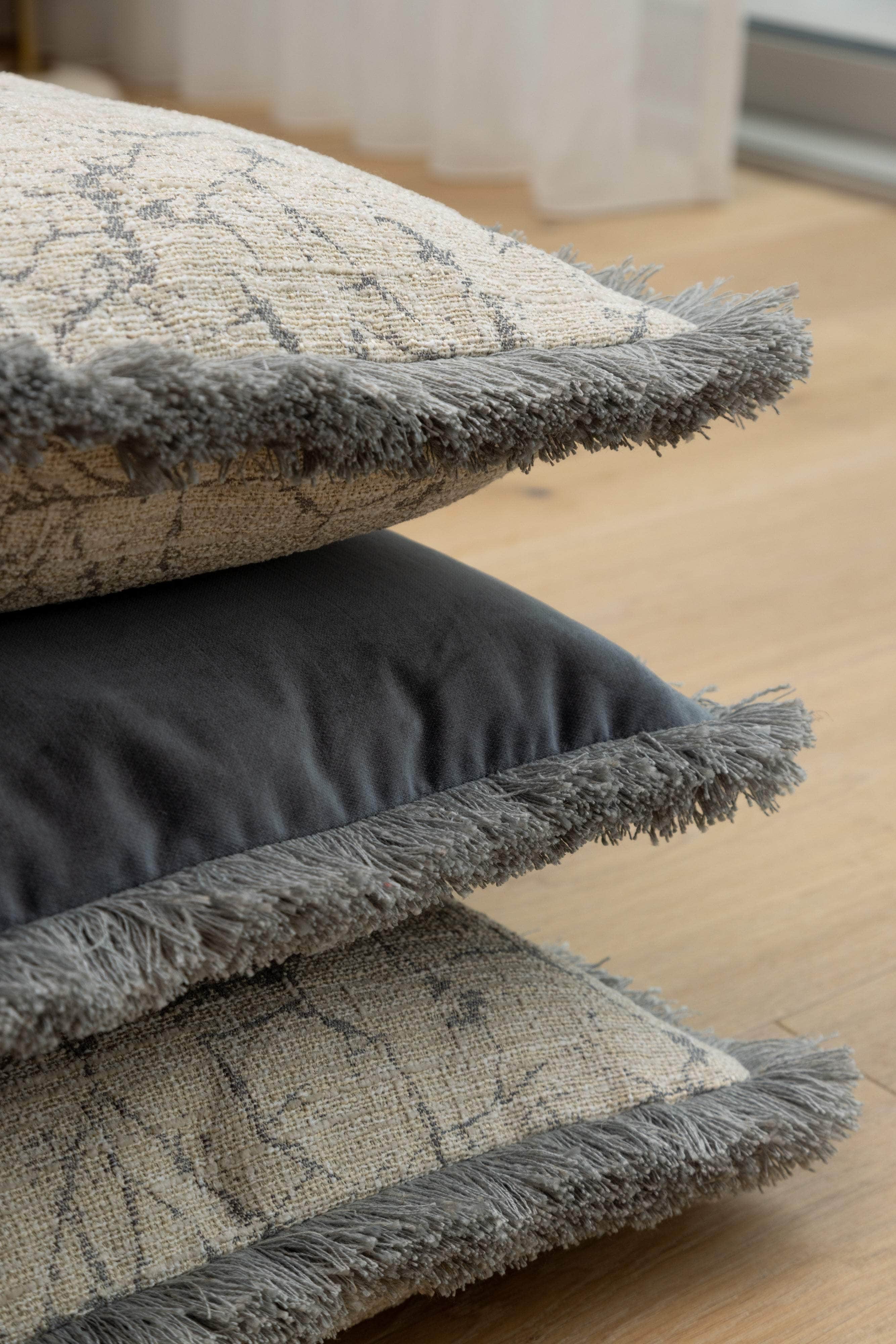 Scatter Box Cushions Elodie Fringed Cushion  Slate Blue | 43 × 43 cm Feather-Fill by Scatter Box