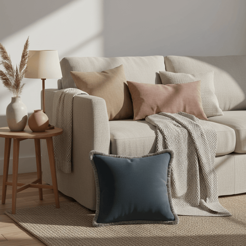 ELODIE FRINGED CUSHION SLATE BLUE
by Scatter Box