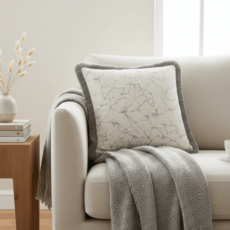 SABLE FRINGED CUSHION NATURAL/BLUE
by Scatter Box