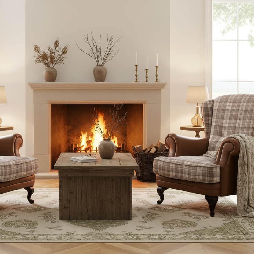simply HAZEL Arm Chair IMPERIAL LEATHER AND FABRIC WINGBACK ARMCHAIR  by simply HAZEL