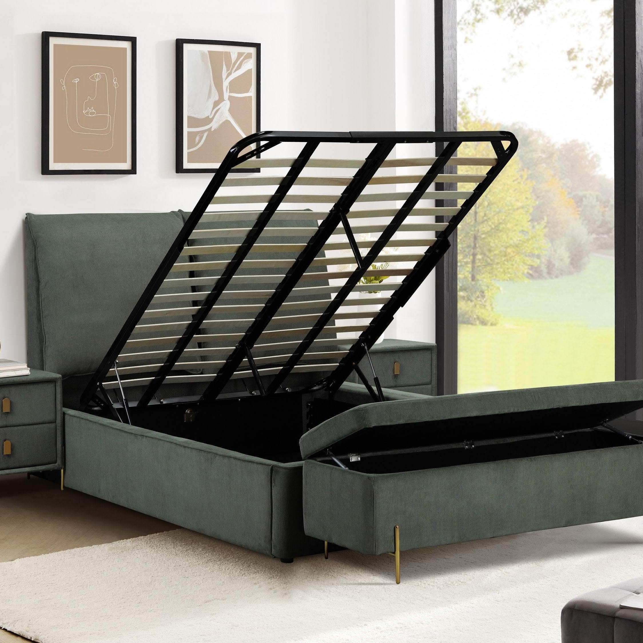 simply HAZEL Bed Complete 4ft 6" Double / Green The Waterford Bed (Green or Grey)- FREE DELIVERY