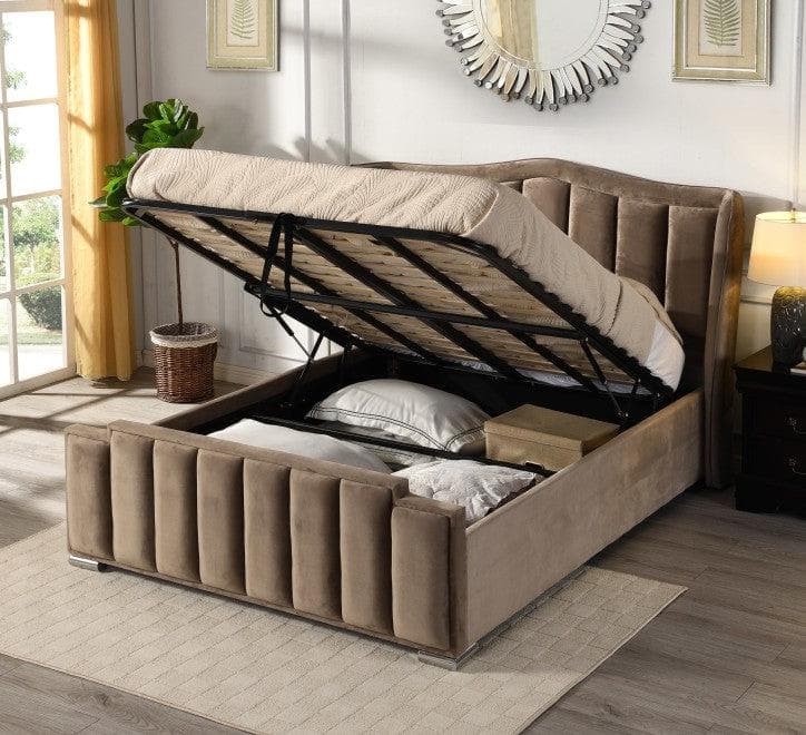 simply HAZEL Bed Complete Clare Mink Gas-lift Ottoman Bed - FREE DELIVERY