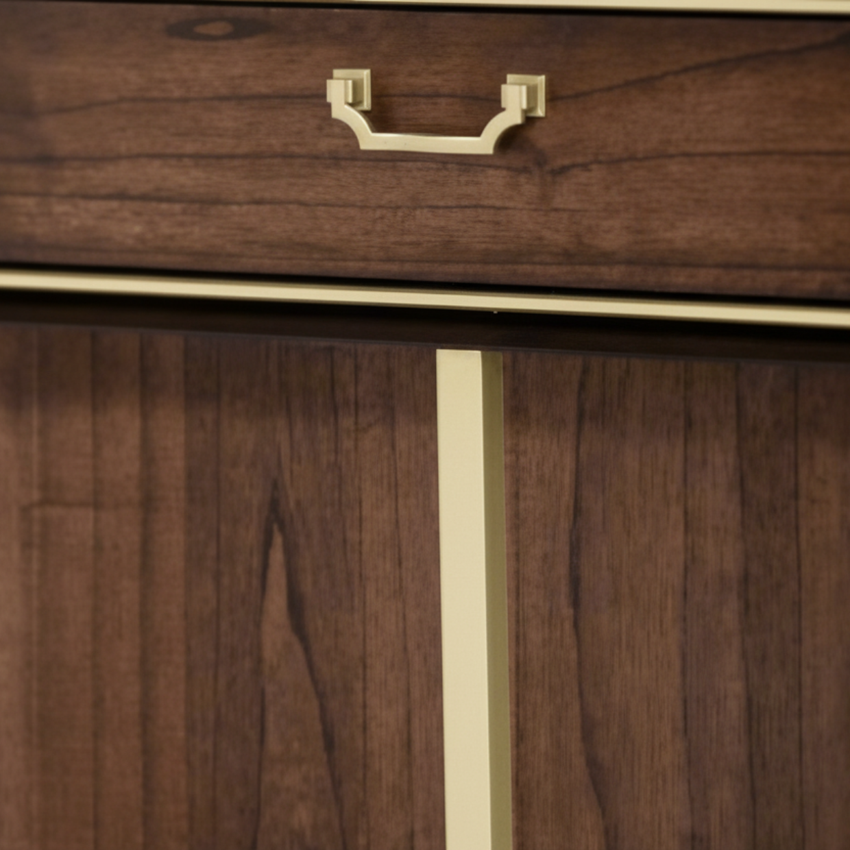 simply HAZEL Bedroom Vanities simply Hazel Dubai Dressing Table and Mirror Set – Walnut with Gold Detailing