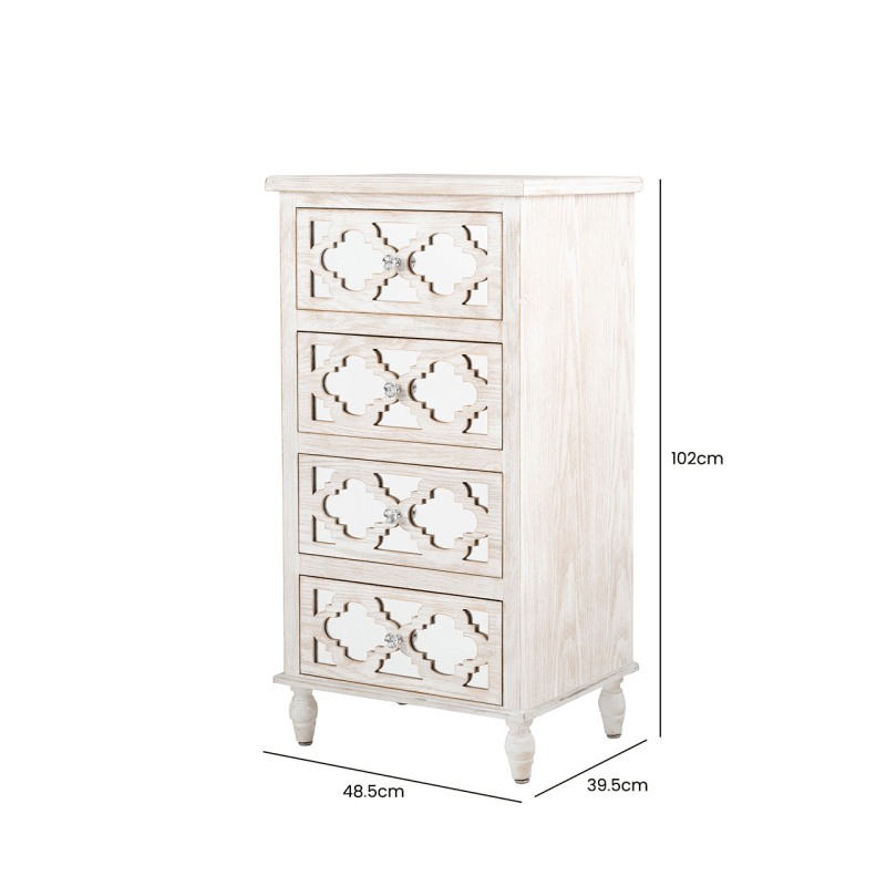 simply HAZEL Cabinet Hampton Beach (Marrakesh design) 4 Drawer Tall Chest Cabinet