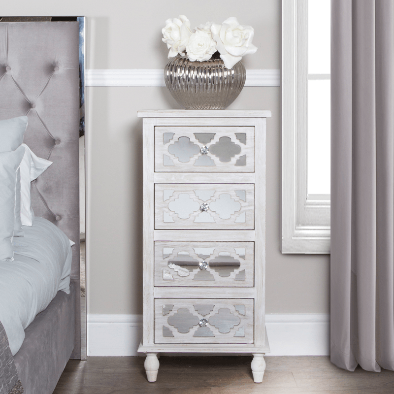 HAMPTON BEACH MARRAKESH DESIGN 4 DRAWER TALL CHEST CABINET (EX DISPLAY)
by Lina Home
