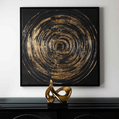 simply HAZEL Framed Print Dark Grey and Gold Framed Abstract Canvas Wall Art