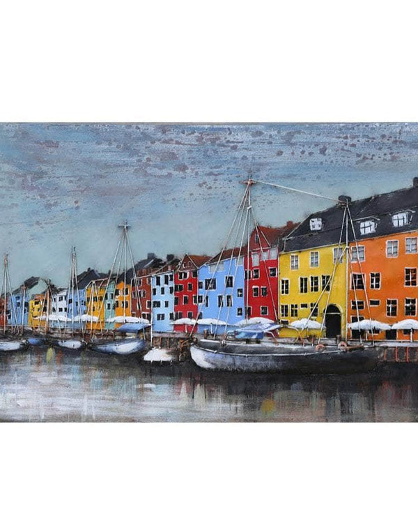 Dún Laoghaire-Inspired Harbour Scene – Handmade 3D Metal Wall Art