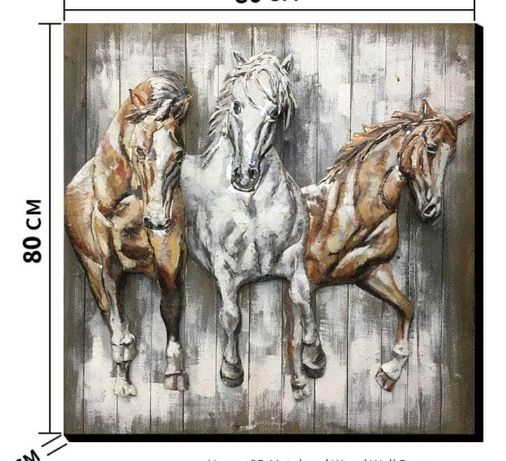 simply HAZEL Handmade Wall Decor Horses 3D Wall Decor - 80X80CM