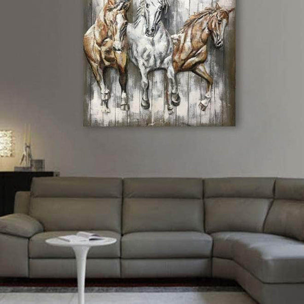 Horses 3D Wall Decor - Handmade 3D Metal Wall Art