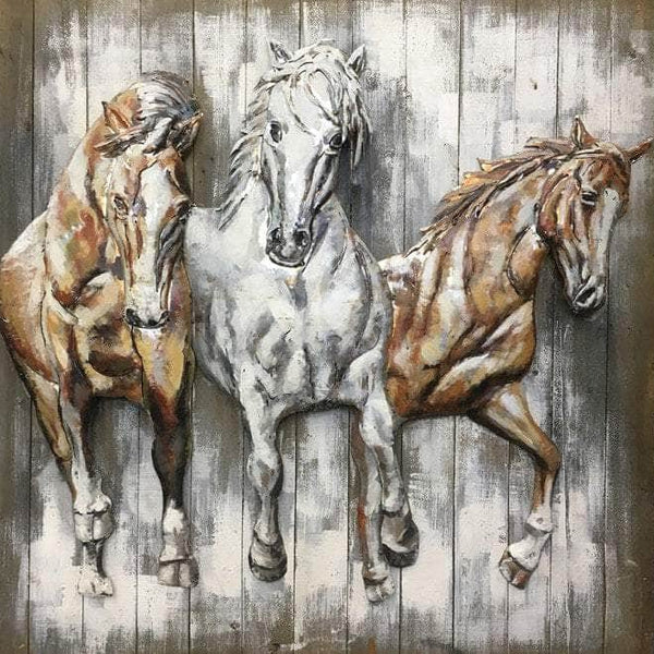 Horses 3D Wall Decor - Handmade 3D Metal Wall Art