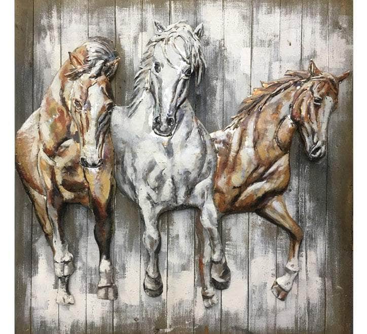 Horses 3D Wall Decor - Handmade 3D Metal Wall Art