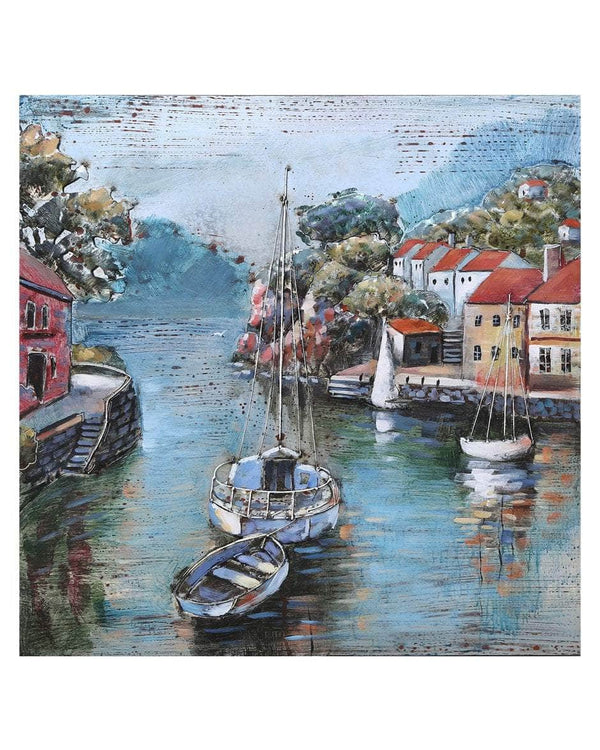 Sunlit Greek Escape – Handmade 3D Metal Wall Art
