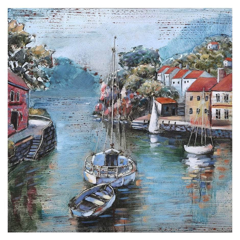 Sunlit Greek Escape – Handmade 3D Metal Wall Art