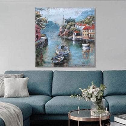 Sunlit Greek Escape – Handmade 3D Metal Wall Art