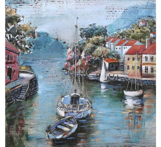 simply HAZEL Handmade Wall Decor Village Harbour 3D Wall Decor - 80X80CM