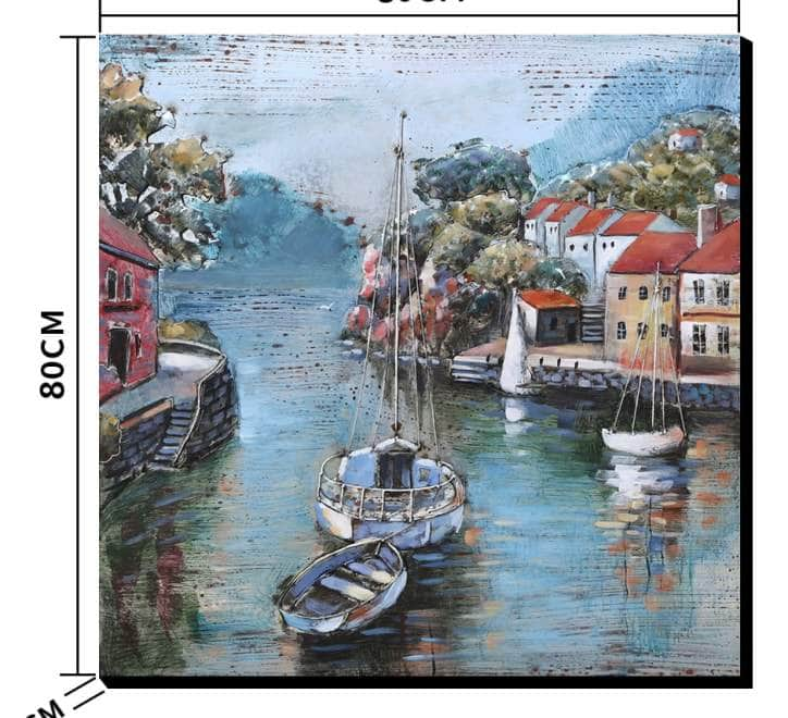 simply HAZEL Handmade Wall Decor Village Harbour 3D Wall Decor - 80X80CM