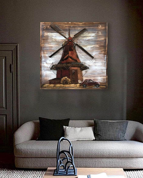 Windmill 3D Wall Decor - Handmade 3D Metal Wall Art