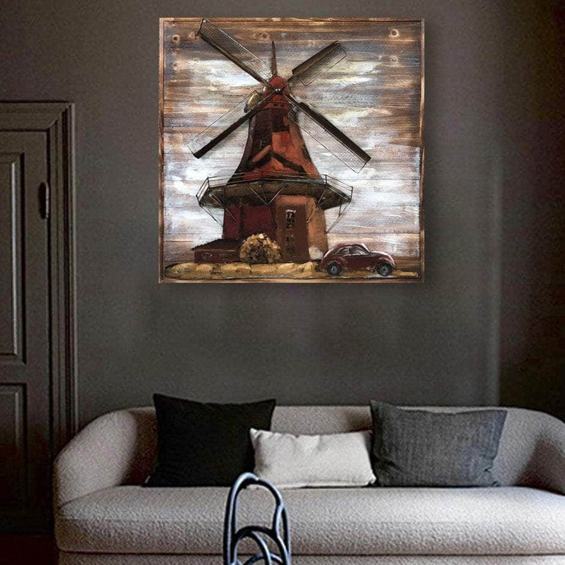 Windmill 3D Wall Decor - Handmade 3D Metal Wall Art