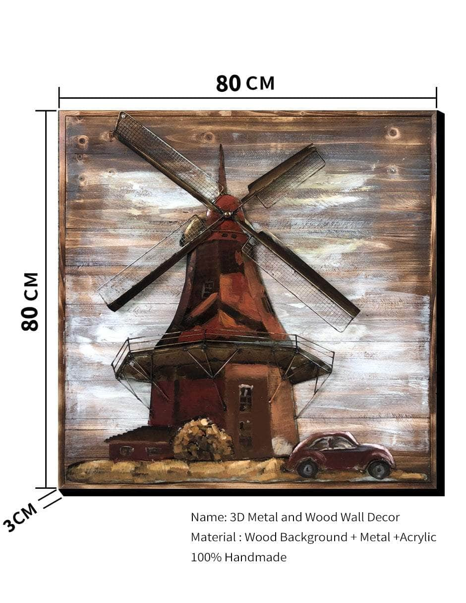 simply HAZEL Handmade Wall Decor Windmill 3D Wall Decor - 80X80CM