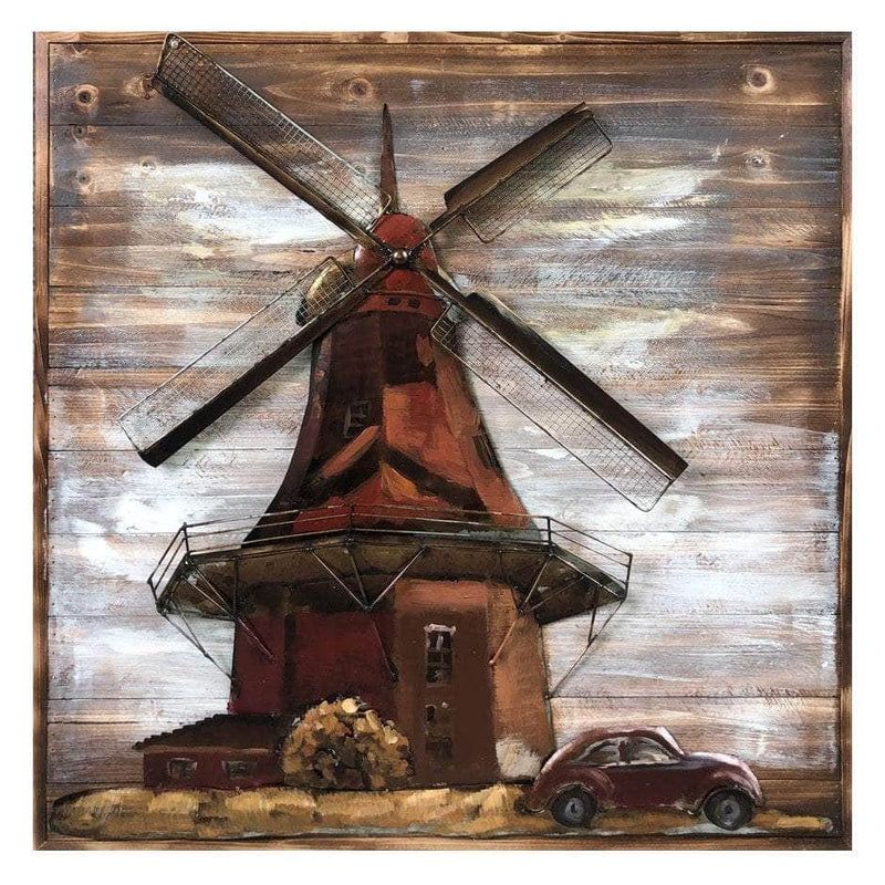 Windmill 3D Wall Decor - Handmade 3D Metal Wall Art