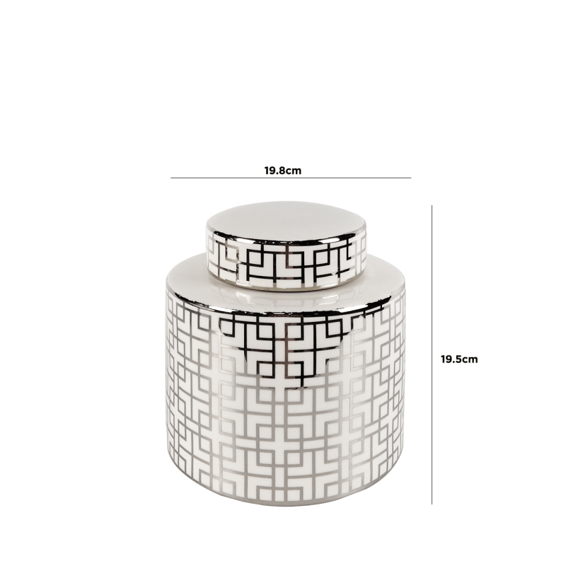 19cm Barrel Silver Ginger Jar,Interior Design Range,Lina Home,Hazelwood Interiors,IE