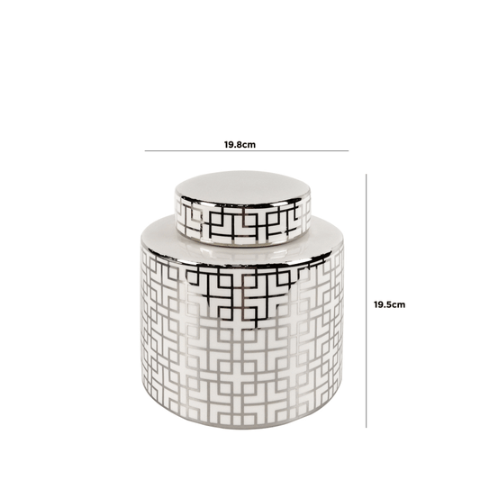 simply HAZEL Interior Design Range 19cm Small Silver Ginger Jar