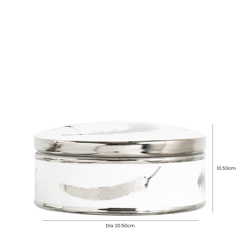 21cm Diameter White And Silver Trinket Box,Interior Design Range,Lina Home,Hazelwood Interiors,IE