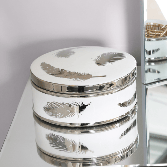simply HAZEL Interior Design Range 21cm Diameter White And Silver Trinket Box
