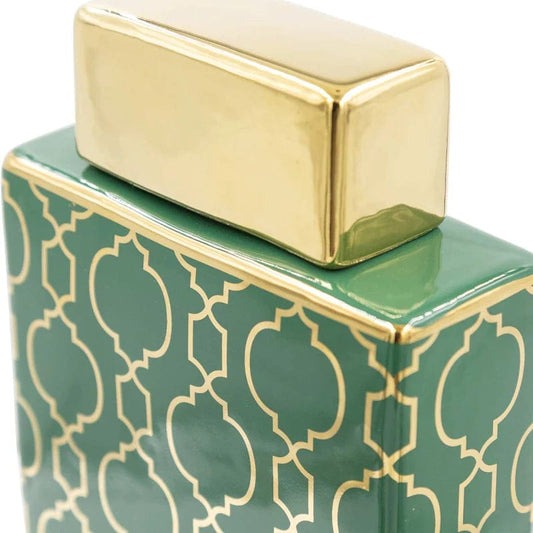 simply HAZEL Interior Design Range 21cm Marrakech Ginger Jar Green Gold