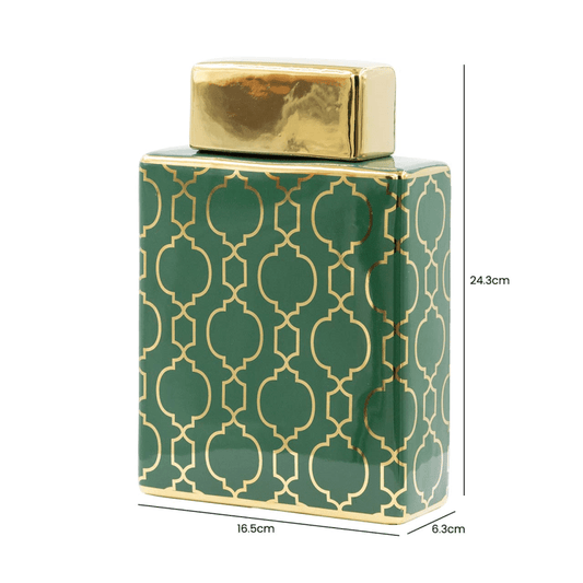 simply HAZEL Interior Design Range 24cm /large Marrakech Ginger Jar Green Gold