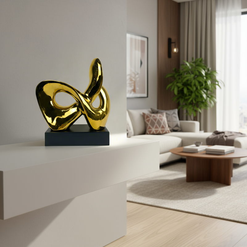 33.5cm Gold Abstract Sculpture