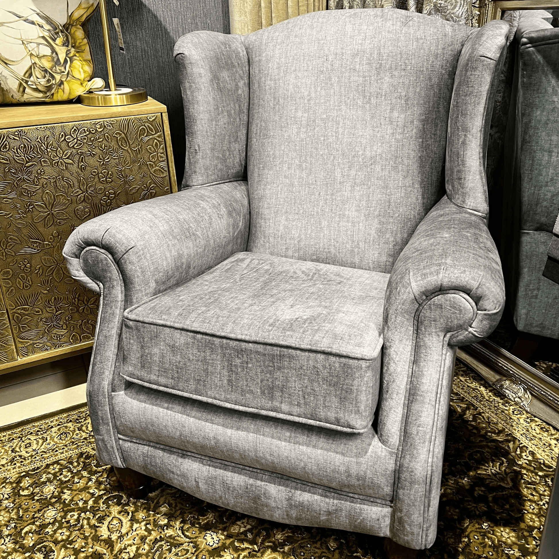 simply HAZEL Irish made Chair Princess Maya custom wingback armchair in Grey (bespoke options available)