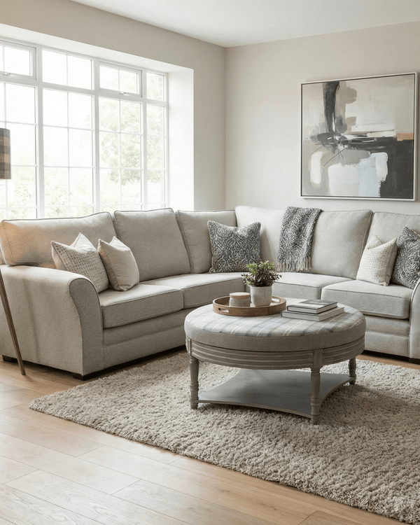MOLLY CORNER SOFA IN SOOTHING STONE by simply Hazel (ex-display)