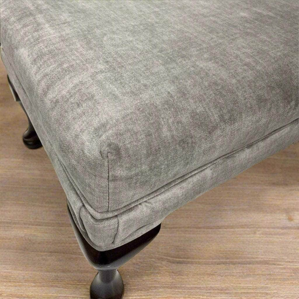 simply HAZEL Irish made Stool Queen Anne Footstool with simply Hazel Warm Grey soft touch fabric (bespoke options available)