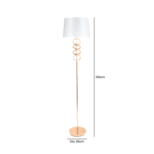 simply HAZEL Lamp 159cm Metal Gold Swirl Floor Lamp with White Shade