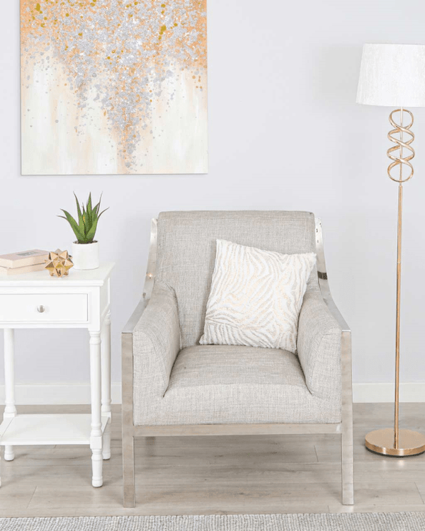 159cm Metal Gold Swirl Floor Lamp with White Shade