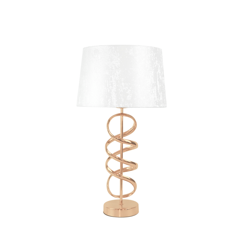 simply HAZEL Lamp 54.5cm Metal Gold Swirl Design Table Lamp with White Shade