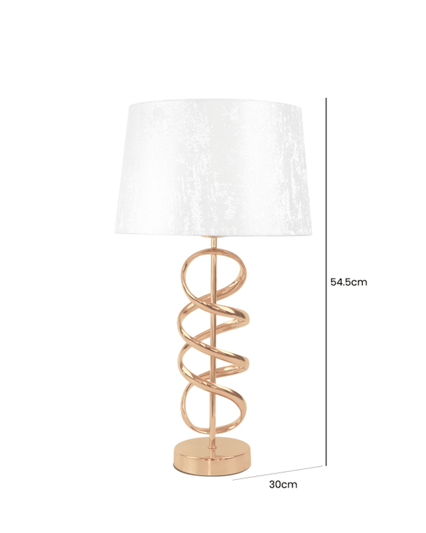 54.5cm Metal Gold Swirl Design Table Lamp with White Shade