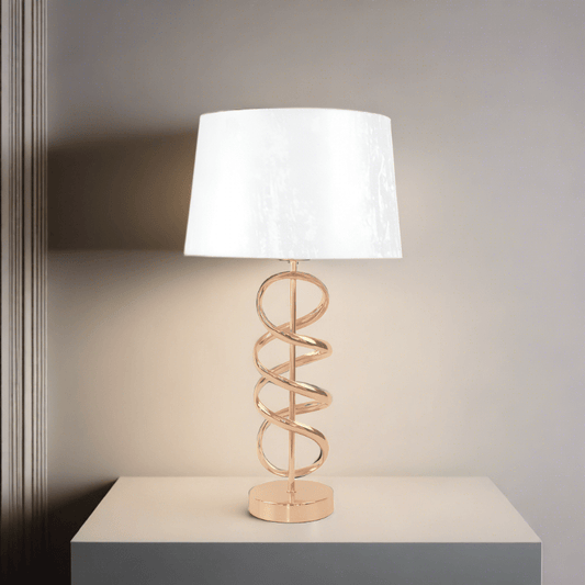 simply HAZEL Lamp 54.5cm Metal Gold Swirl Design Table Lamp with White Shade