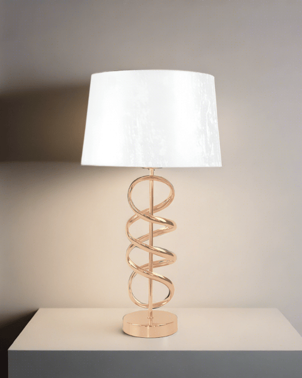 54.5cm Metal Gold Swirl Design Table Lamp with White Shade