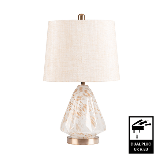 simply HAZEL Lamp 60cm White Glass with Brown Droplets Table Lamp