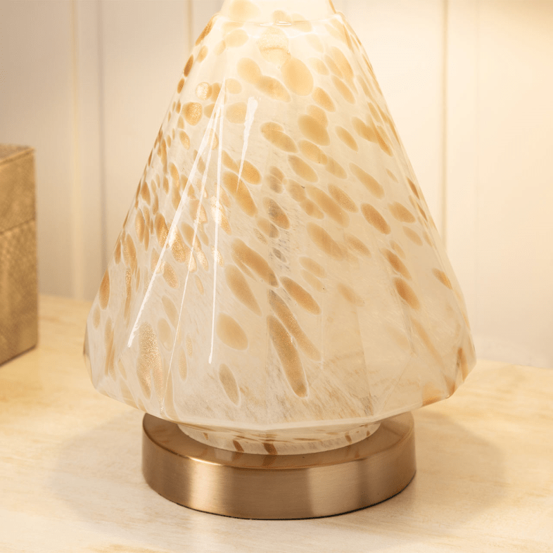 simply HAZEL Lamp 60cm White Glass with Brown Droplets Table Lamp