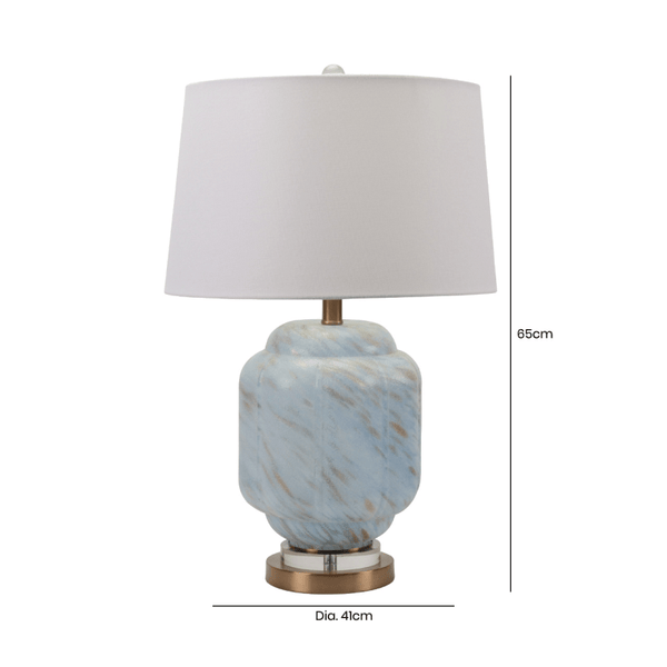 65cm Light Blue Glass Table Lamp