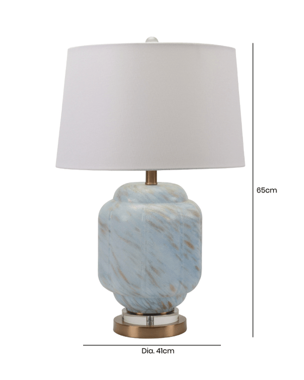 65cm Light Blue Glass Table Lamp